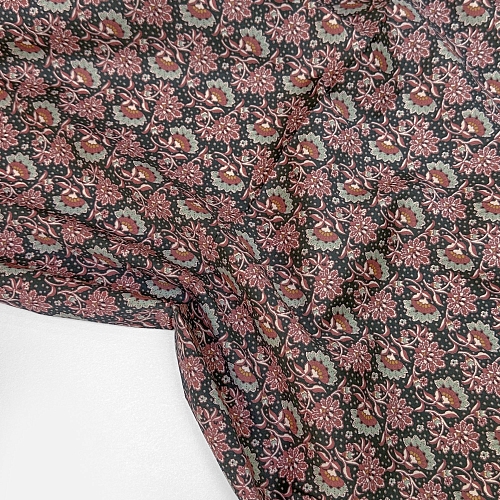 Плательно-блузочный хлопок Серо-розовая абстракция на тёмном 53725