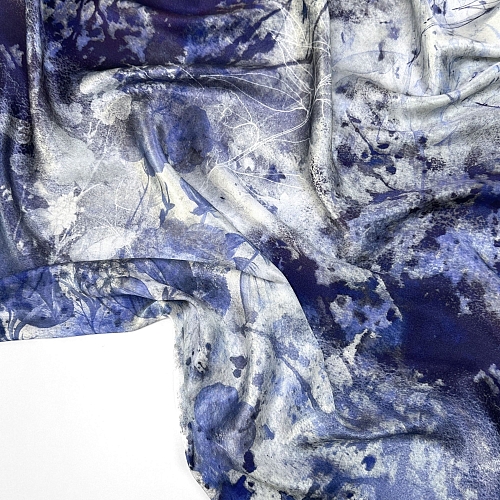 Вискозный шёлк Серо-синий рисунок PL1207