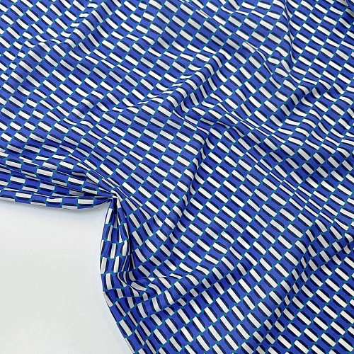 Плательно-блузочный хлопок Синяя абстракция 53567