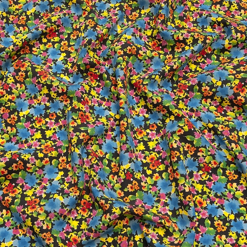 Плательно-блузочный хлопок разноцветные цветочки 51495