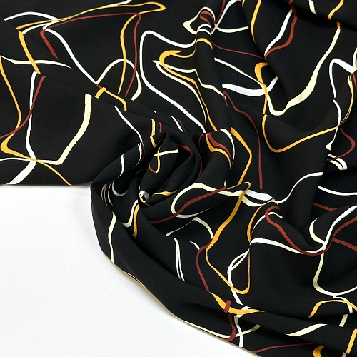 Вискоза Naomi Разноцветная абстракция на чёрном ST1321